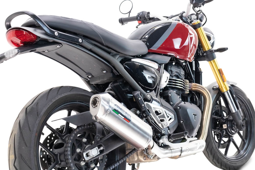 Esapament GPR compatibil cu Triumph Speed 400 2023 Evacuare slip-on omologata, inclusiv db killer detașabil și cot de legătură,Satinox 