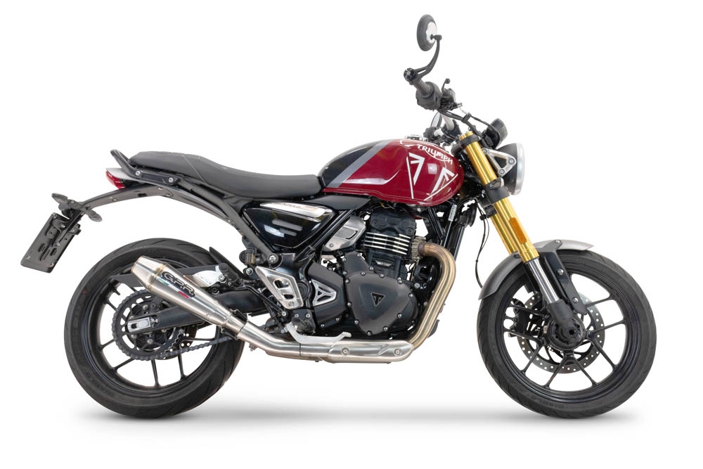 Exhaust compatible with Triumph Scrambler 400 X 2023-2025, Ultracone, Homologated legal slip-on exhaust including removable db killer and link pipe