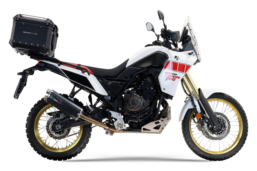 Esapament GPR compatibil cu Yamaha Tenere 700 2021 Evacuare slip-on omologata, inclusiv db killer detașabil și cot de legătură,Dual Poppy