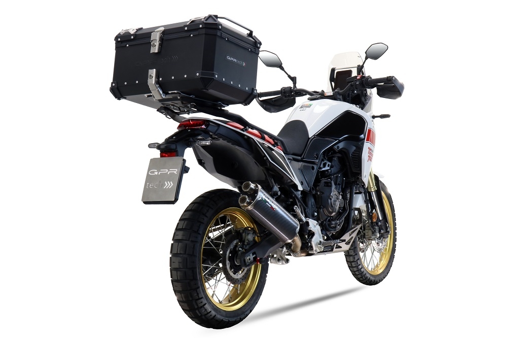 Esapament GPR compatibil cu Yamaha Tenere 700 2021 Evacuare slip-on omologata, inclusiv db killer detașabil și cot de legătură,Dual Poppy