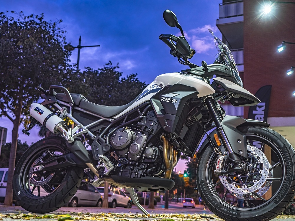 Esapament GPR compatibil cu Triumph Tiger 900 2020 Evacuare slip-on omologata, inclusiv db killer detașabil și cot de legătură,Albus Evo4