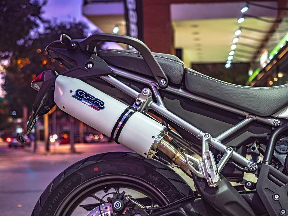 Esapament GPR compatibil cu Triumph Tiger 900 2020 Evacuare slip-on omologata, inclusiv db killer detașabil și cot de legătură,Albus Evo4