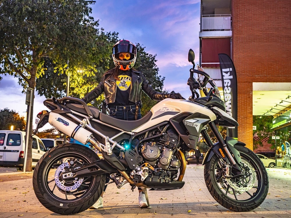 Esapament GPR compatibil cu Triumph Tiger 900 2020 Evacuare slip-on omologata, inclusiv db killer detașabil și cot de legătură,Albus Evo4