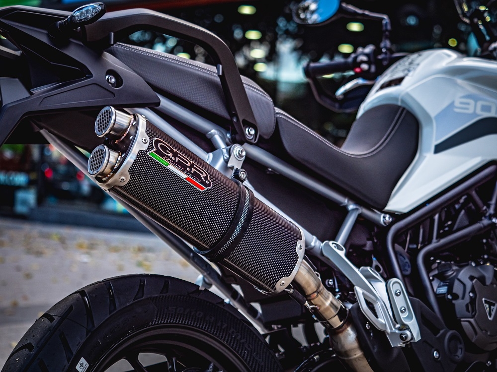 Esapament GPR compatibil cu Triumph Tiger 850 2020 Evacuare slip-on omologata, inclusiv db killer detașabil și cot de legătură,Dual Poppy