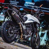 Esapament GPR compatibil cu Triumph Tiger 850 2020 Evacuare slip-on omologata, inclusiv db killer detașabil și cot de legătură,Dual Poppy