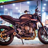 Esapament GPR compatibil cu Triumph Trident 660 2021 Sistem complet de evacuare legal omologat, inclusiv db killer și catalizator detașabil,M3 Black Titanium