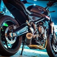 Esapament GPR compatibil cu Triumph Trident 660 2021 Sistem complet de evacuare legal omologat, inclusiv db killer și catalizator detașabil,M3 Black Titanium