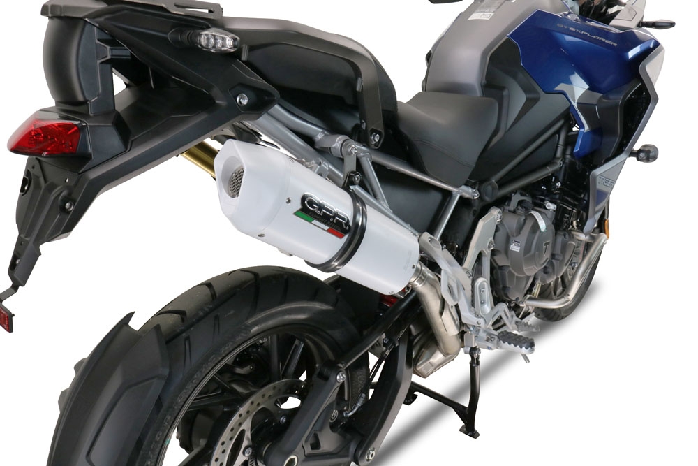 Esapament GPR compatibil cu Triumph Tiger 1200 Gt - Rally 2022 Evacuare slip-on omologata, inclusiv db killer detașabil și cot de legătură,Albus Evo4