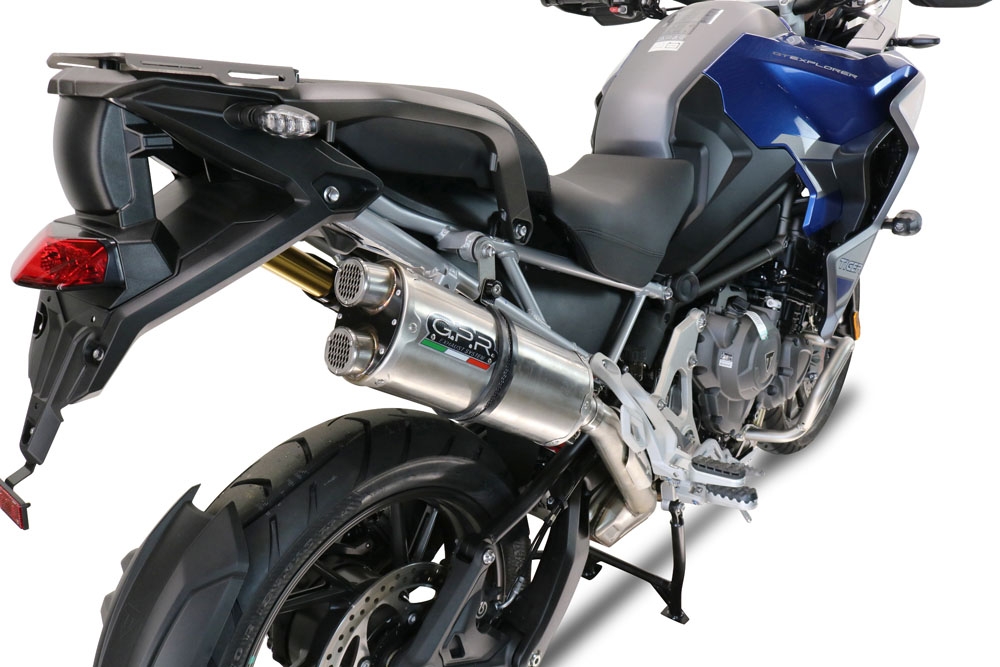 Esapament GPR compatibil cu Triumph Tiger 1200 Gt - Rally 2022 Evacuare slip-on omologata, inclusiv db killer detașabil și cot de legătură,Dual Inox