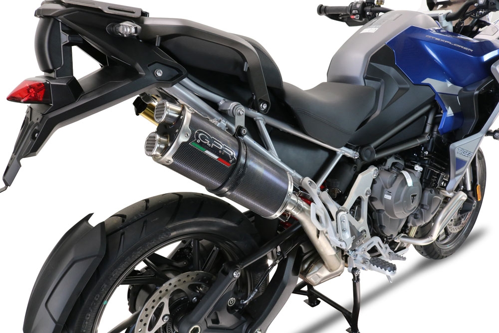Esapament GPR compatibil cu Triumph Tiger 1200 Gt - Rally 2022 Evacuare slip-on omologata, inclusiv db killer detașabil și cot de legătură,Dual Poppy