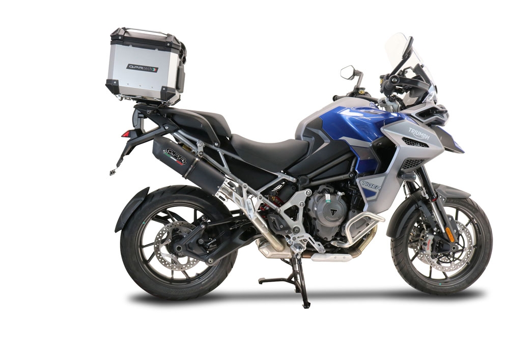 Esapament GPR compatibil cu Triumph Tiger 1200 Gt - Rally 2022 Evacuare slip-on omologata, inclusiv db killer detașabil și cot de legătură,Furore Evo4 Nero