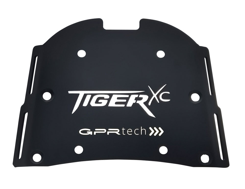 GPR TECH ile uyumlu  Triumph Tiger 800 2011/2016 e3 Zwart Placă de montare specifică pentru Top Case ALPITECH 55 LT compatibil cu portbagajul original, fabricat din oțel inoxidabil cu 4 puncte de ancorare