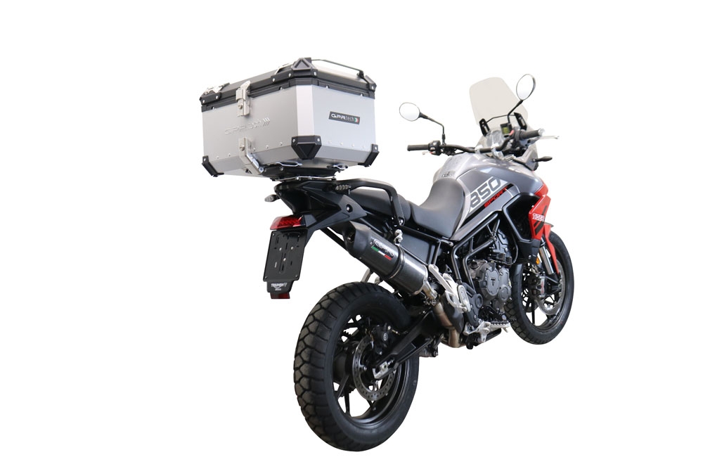 Top case GPR TECH  Triumph Tiger 1200 Gt - Rally 2022/2024 e5 Zilver Topcase din aluminiu, culoare argintie, cu placă specifică inclusă Capacitate 45 litri.