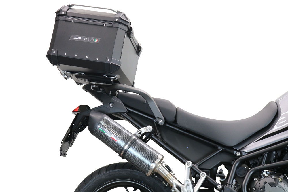 Top case GPR TECH  Triumph Tiger 1200 Gt - Rally 2022/2024 e5 Zwart Topcase din aluminiu, culoare neagră, cu placă specifică inclusă Capacitate 45 litri.