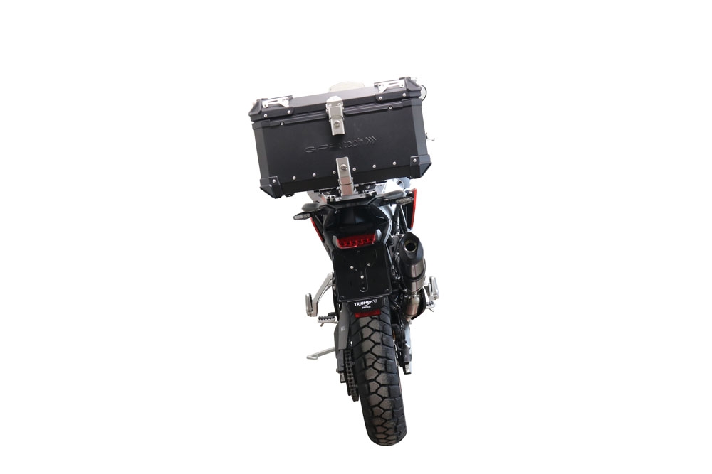 Top case GPR TECH  Triumph Tiger 1200 Gt - Rally 2022/2024 e5 Zwart Topcase din aluminiu, culoare neagră, cu placă specifică inclusă Capacitate 55 litri.