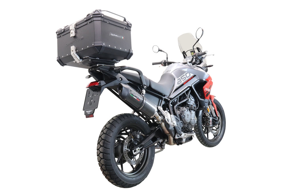 Top case GPR TECH  Triumph Tiger 1200 Gt - Rally 2022/2024 e5 Zwart Topcase din aluminiu, culoare neagră, cu placă specifică inclusă Capacitate 55 litri.