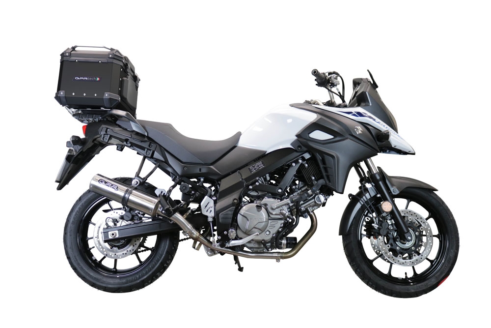 Top case GPR TECH compatible with  Suzuki V-Strom Dl 650 2021/2024 e5 GPR TECH Top case in aluminum, black color with specific plate included Capacity 35 LT.