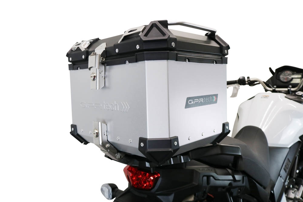 Top case GPR TECH compatible with  Suzuki V-Strom Dl 650 2017/2020 e4 GPR TECH Top case in aluminum, silver color with specific plate included Capacity 35 LT.