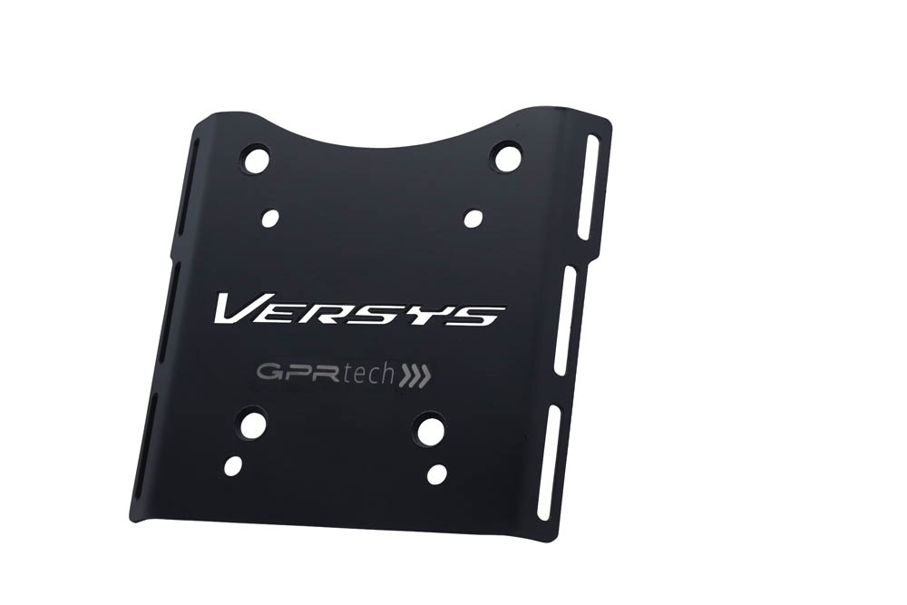 GPR TECH ile uyumlu  Kawasaki Versys-X 300 2022/2023 e5 Zwart Placă de montare specifică pentru Top Case ALPITECH 55 LT compatibil cu portbagajul original, fabricat din oțel inoxidabil cu 4 puncte de ancorare