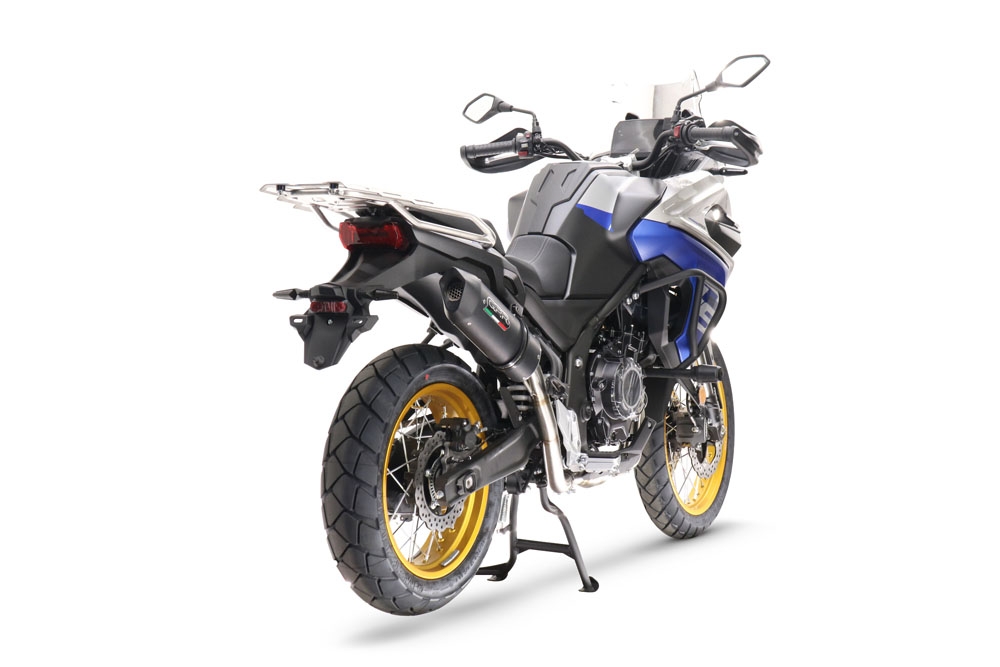 Exhaust compatible with Voge 525DSX 2023-2024, Furore Evo4 Nero, Homologated legal slip-on exhaust including removable db killer and link pipe