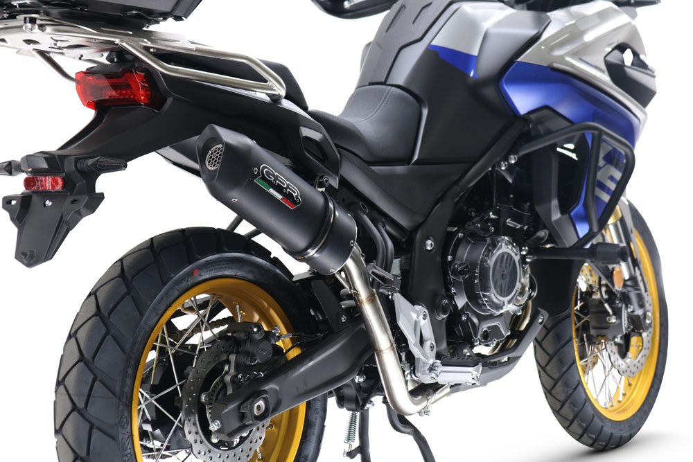 Exhaust compatible with Voge 525DSX 2023-2024, Furore Evo4 Nero, Homologated legal slip-on exhaust including removable db killer and link pipe
