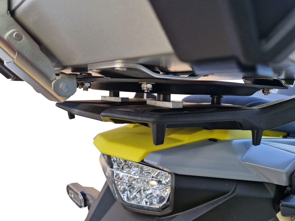 GPR TECH ile uyumlu  Suzuki V-Strom Dl 1000 2017/2019 e4 Zwart Placă de montare specifică pentru Top Case ALPITECH 35 LT compatibil cu portbagajul original, fabricat din oțel inoxidabil cu 4 puncte de ancorare