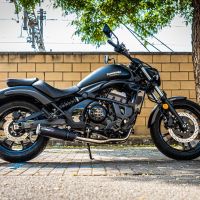Esapament GPR compatibil cu Kawasaki Vulcan 650 S 2017 Sistem complet de evacuare legal omologat, inclusiv db killer și catalizator detașabil,M3 Black Titanium