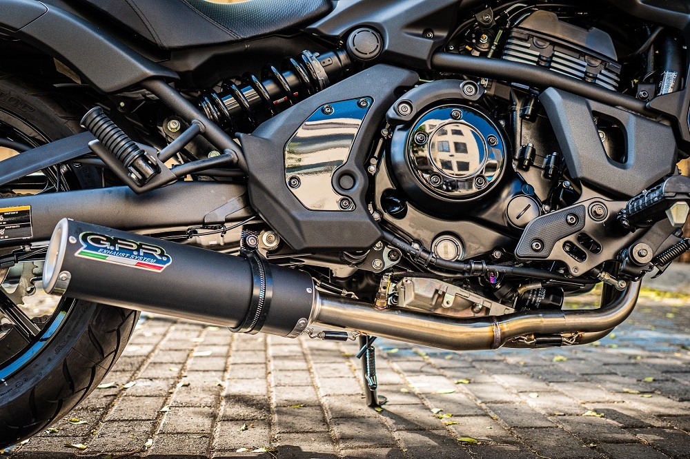 Esapament GPR compatibil cu Kawasaki Vulcan 650 S 2017 Sistem complet de evacuare legal omologat, inclusiv db killer și catalizator detașabil,M3 Black Titanium
