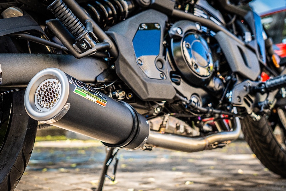 Esapament GPR compatibil cu Kawasaki Vulcan 650 S 2017 Sistem complet de evacuare legal omologat, inclusiv db killer și catalizator detașabil,M3 Black Titanium