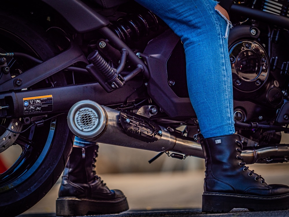 Esapament GPR compatibil cu Kawasaki Vulcan 650 S 2017 Sistem complet de evacuare legal omologat, inclusiv db killer și catalizator detașabil,Powercone Evo