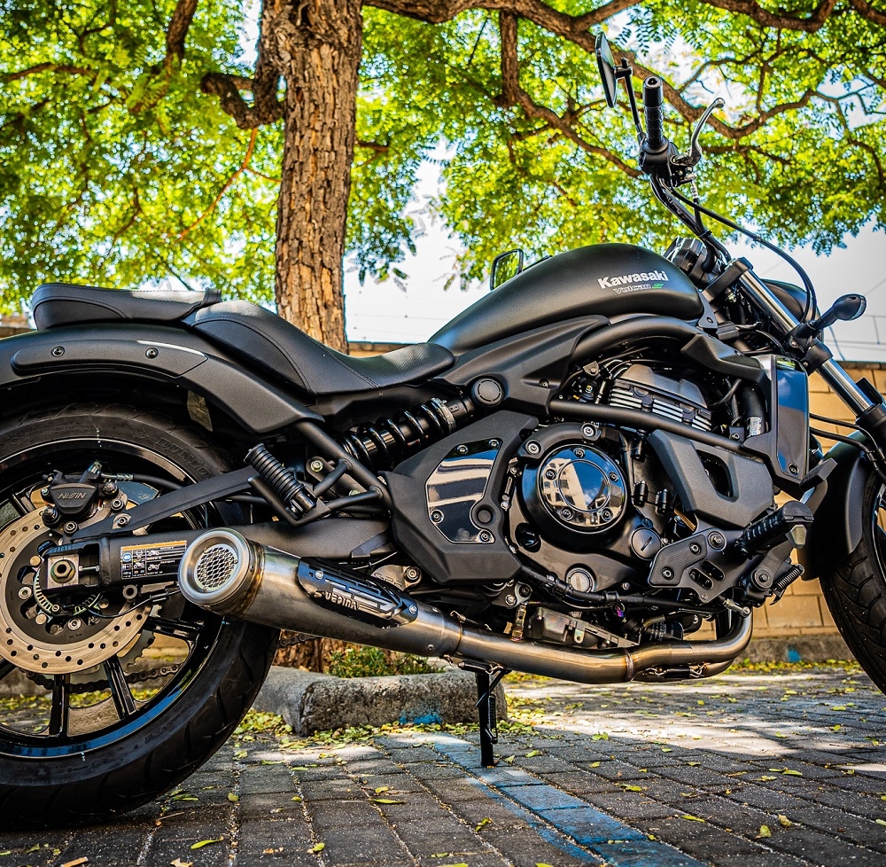 Esapament GPR compatibil cu Kawasaki Vulcan 650 S 2017 Sistem complet de evacuare legal omologat, inclusiv db killer și catalizator detașabil,Powercone Evo
