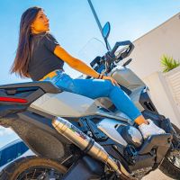 Esapament GPR compatibil cu Honda Forza 750 2021 Evacuare slip-on omologata, inclusiv db killer detașabil și cot de legătură,Deeptone Inox