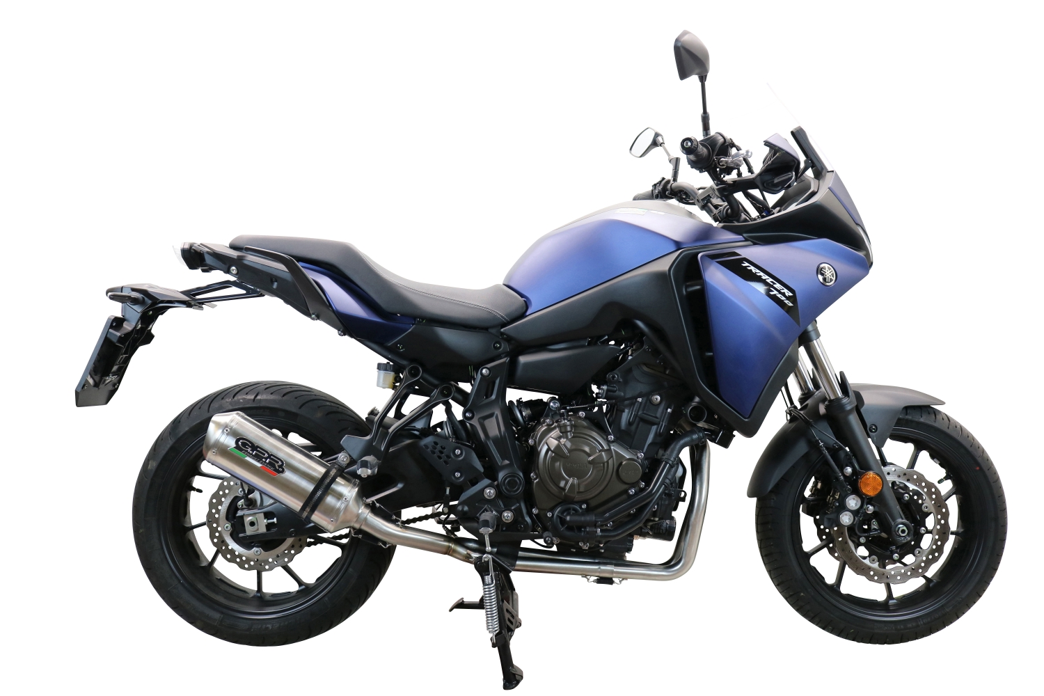 Esapament GPR compatibil cu Yamaha Tracer 7 2021 Sistem complet de evacuare legal omologat, inclusiv db killer și catalizator detașabil,Satinox 