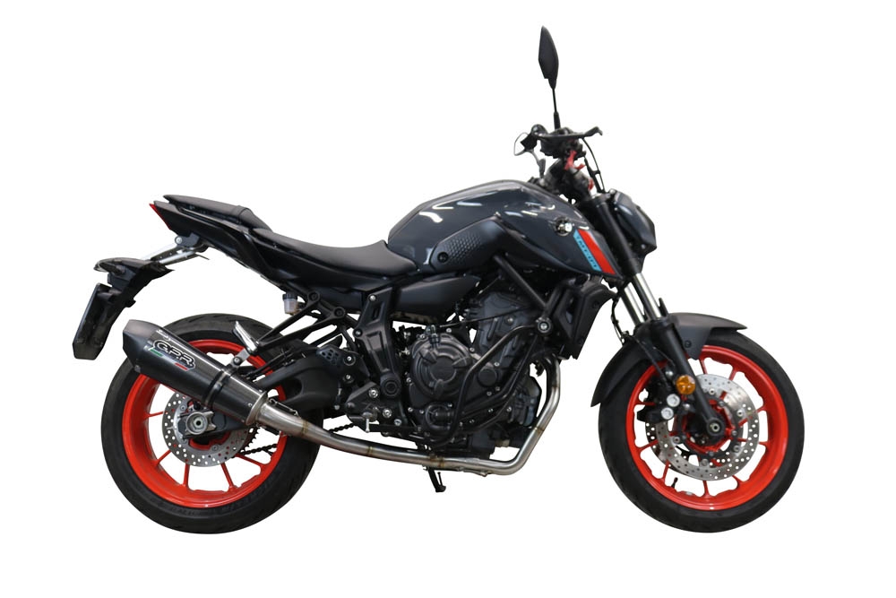 GPR exhaust compatible with Yamaha Mt-07 2021-2024, New Grand Prix Evo Poppy, Homologated legal full system exhaust, including removable db killer and catalyst 