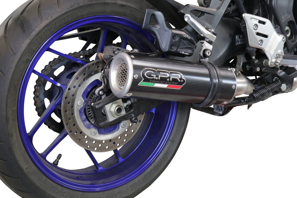 Exhaust compatible with Yamaha Tracer 9 2021-2024, M3 Poppy , Homologated legal full system exhaust, including removable db killer and catalyst