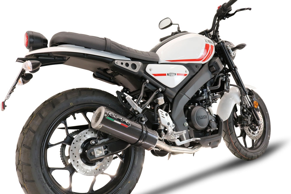 Exhaust compatible with Yamaha XSR 125 2021-2025, M3 Poppy , Homologated legal full system exhaust, including removable db killer and catalyst