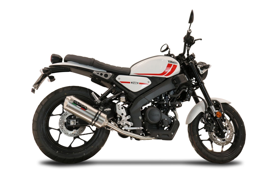 Esapament GPR compatibil cu Yamaha XSR 125 2021 Sistem complet de evacuare legal omologat, inclusiv db killer și catalizator detașabil,Satinox 