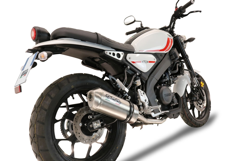Esapament GPR compatibil cu Yamaha XSR 125 2021 Sistem complet de evacuare legal omologat, inclusiv db killer și catalizator detașabil,Satinox 