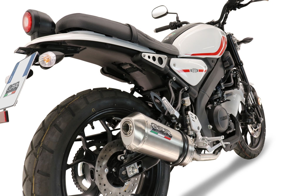 Esapament GPR compatibil cu Yamaha XSR 125 2021 Sistem complet de evacuare legal omologat, inclusiv db killer și catalizator detașabil,Satinox 