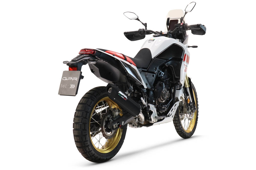 Exhaust compatible with Yamaha Tenere 700 2019-2020, Furore Evo4 Nero, Homologated legal slip-on exhaust including removable db killer and link pipe