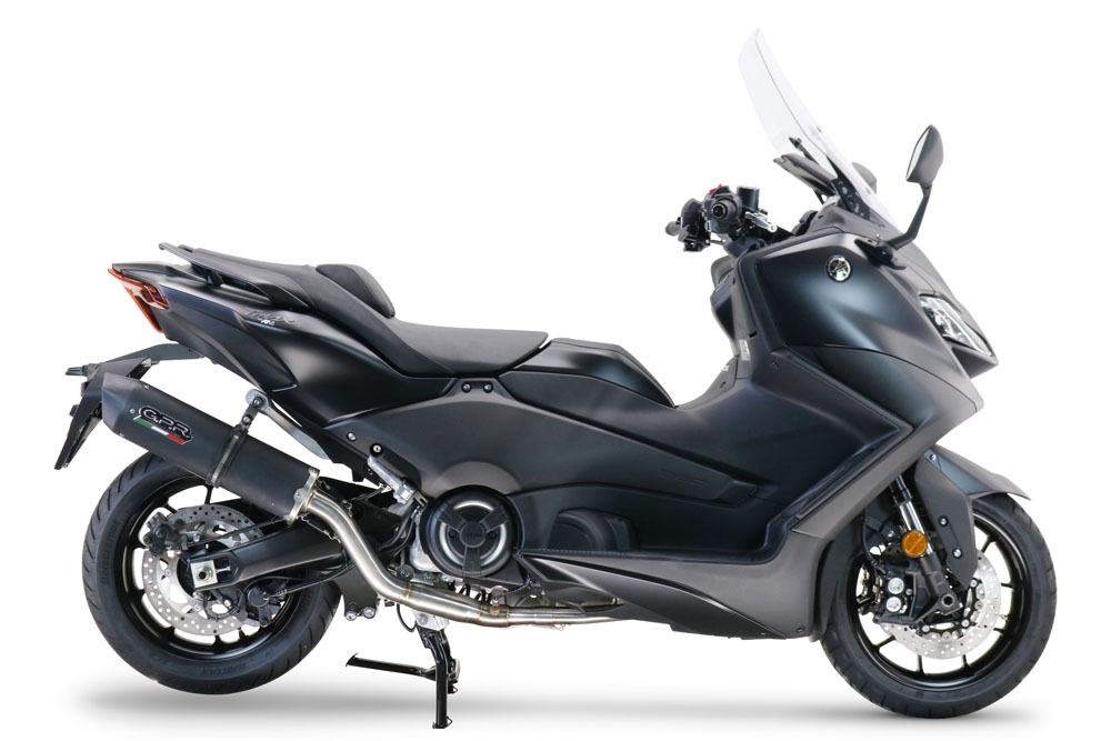 Exhaust compatible with Yamaha T-Max 560 2022-2024, Furore Evo4 Nero, Homologated legal full system exhaust, including removable db killer and catalyst