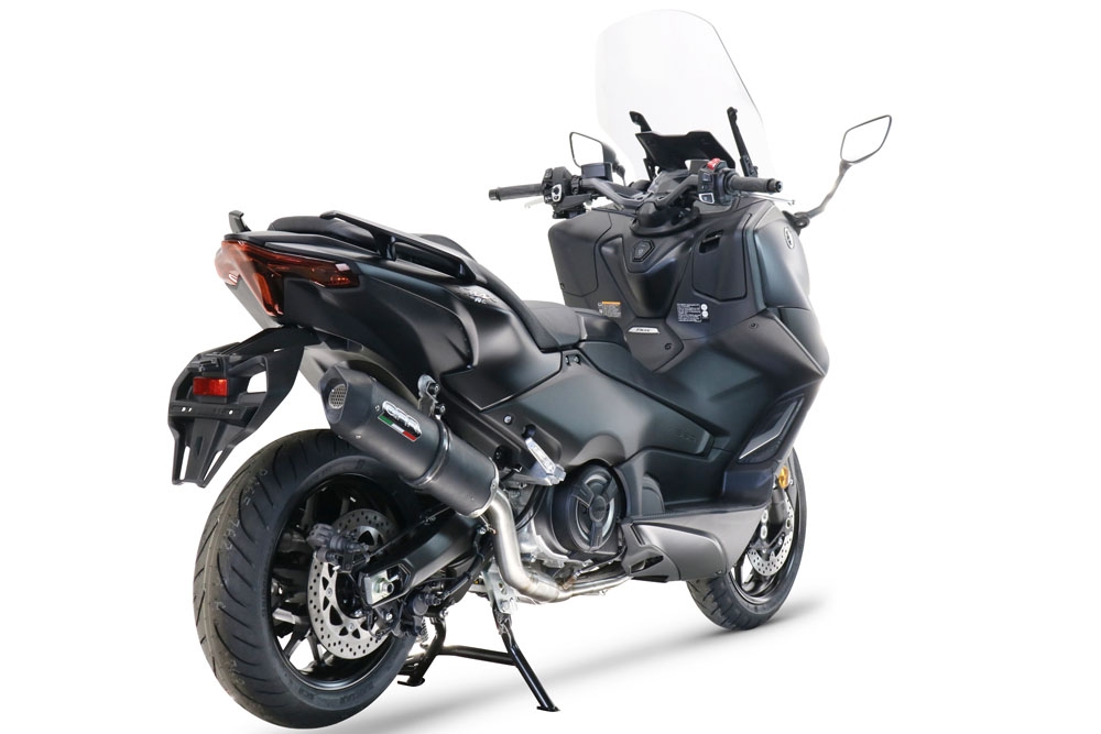 Exhaust compatible with Yamaha T-Max 560 2022-2024, Furore Evo4 Nero, Homologated legal full system exhaust, including removable db killer and catalyst