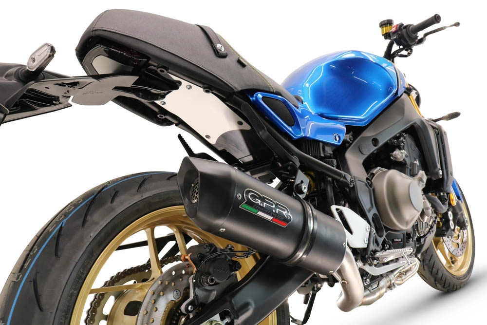 Exhaust compatible with Yamaha XSR900 2022-2024, Furore Evo4 Nero, Homologated legal full system exhaust, including removable db killer and catalyst