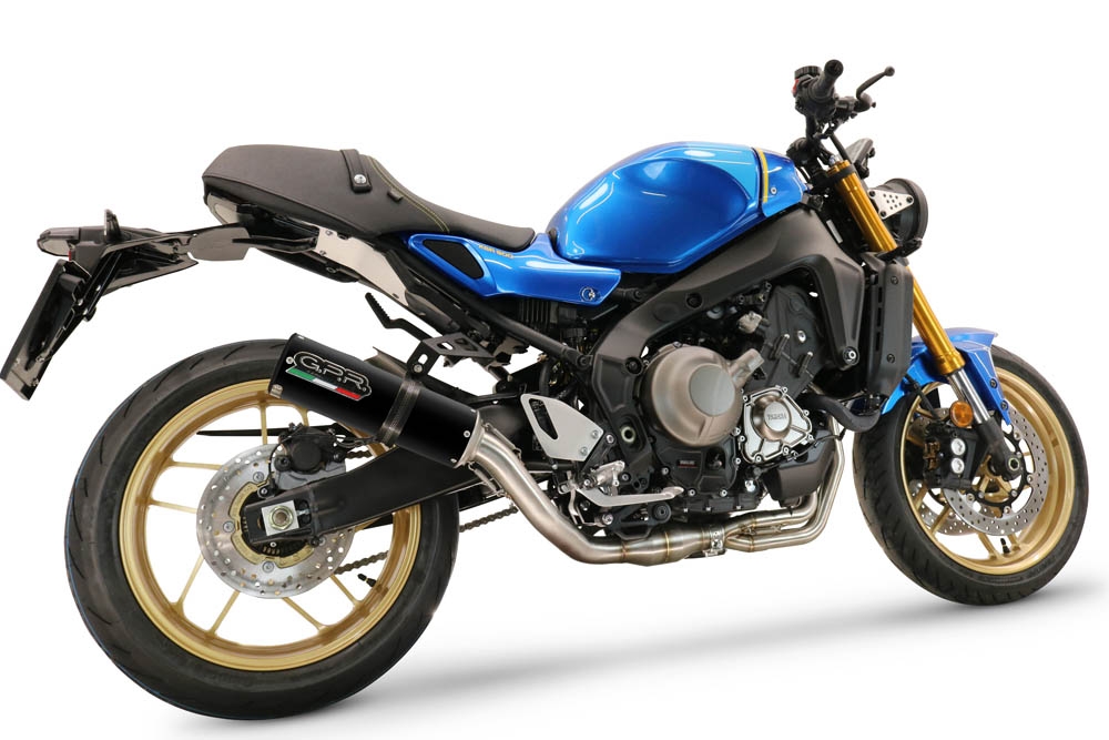 Exhaust compatible with Yamaha XSR900 2022-2024, M3 Black Titanium, Homologated legal full system exhaust, including removable db killer and catalyst
