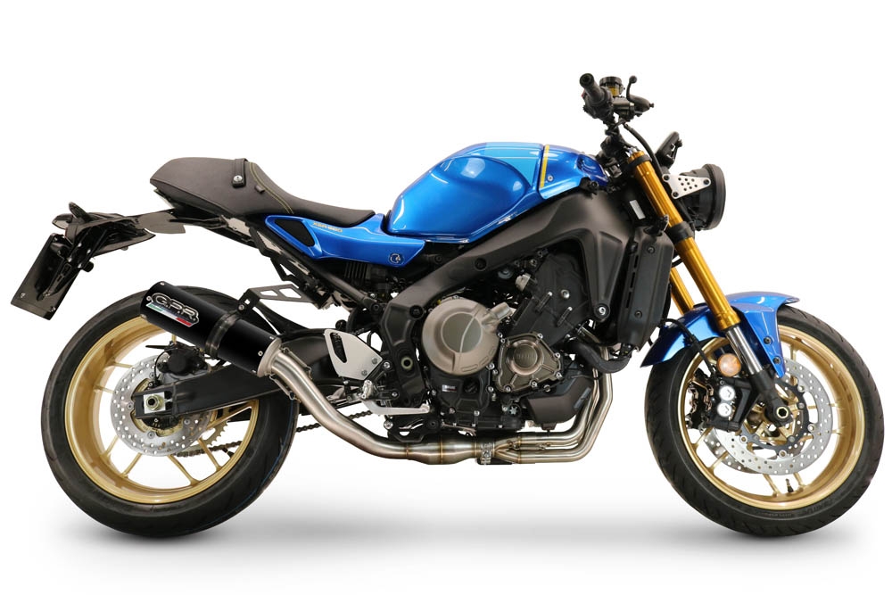 Exhaust compatible with Yamaha XSR900 2022-2024, M3 Black Titanium, Homologated legal full system exhaust, including removable db killer and catalyst