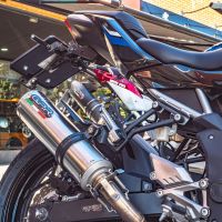 Esapament GPR compatibil cu Kawasaki Z 125 2021 Evacuare slip-on omologata, inclusiv db killer detașabil și cot de legătură,M3 Inox 