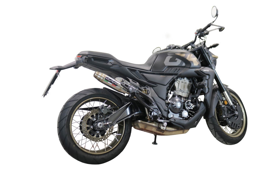 Exhaust compatible with Zontes 350 R1 2022-2024, Deeptone Inox, Homologated legal slip-on exhaust including removable db killer and link pipe