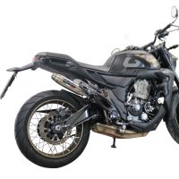 Exhaust compatible with Zontes 350 R1 2022-2024, Deeptone Inox, Homologated legal slip-on exhaust including removable db killer and link pipe
