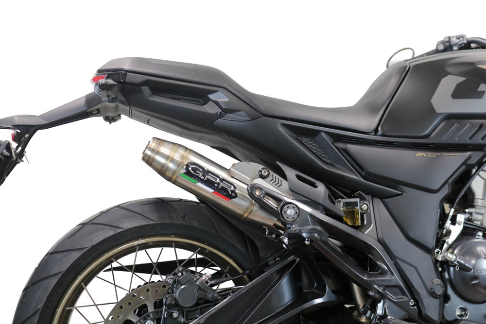 Exhaust compatible with Zontes 350 R1 2022-2024, Deeptone Inox, Homologated legal slip-on exhaust including removable db killer and link pipe