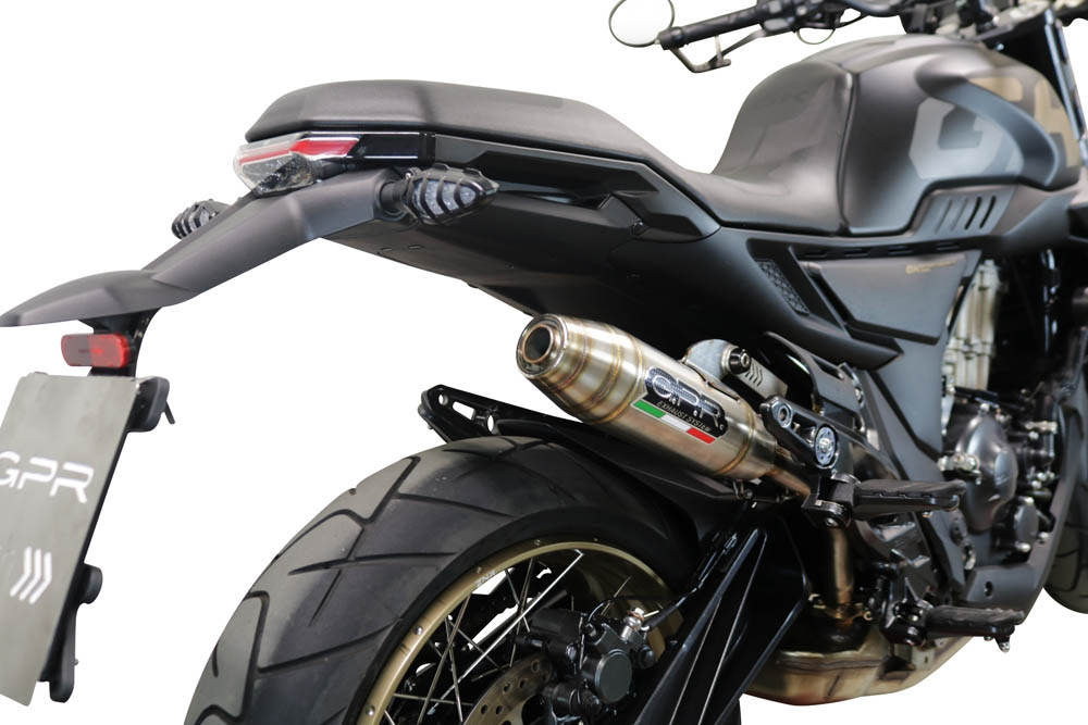 Exhaust compatible with Zontes 350 R1 2022-2024, Deeptone Inox, Homologated legal slip-on exhaust including removable db killer and link pipe